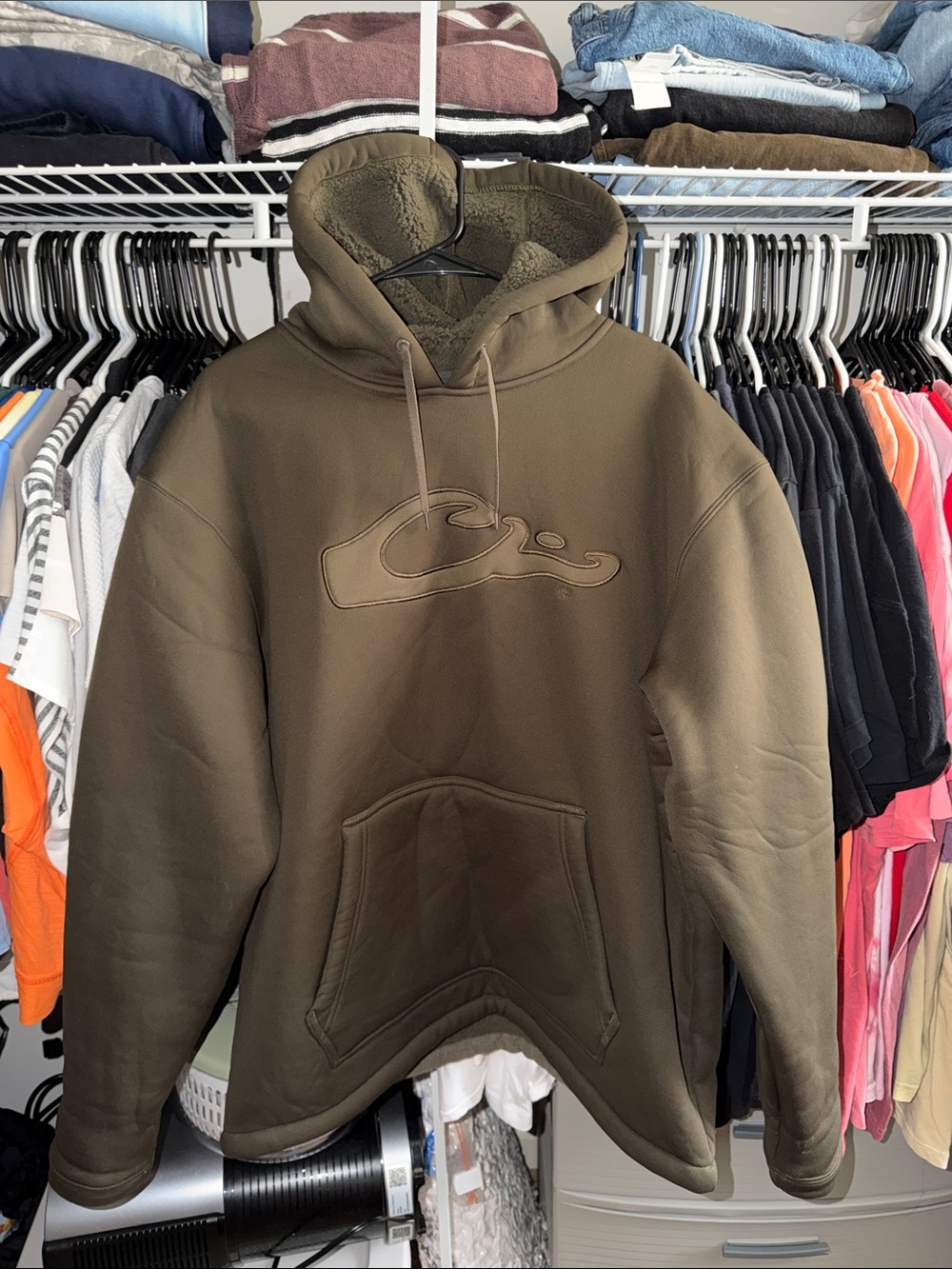 Drake Green Pullover Hoodie with Embossed Script Logo